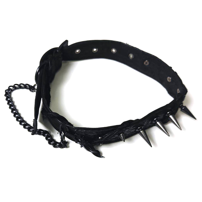 REMAKE STUDS CHAIN LEATHER CHOKER
